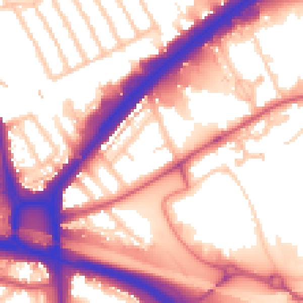 Daytime road noise heatmap for NW10 7DU