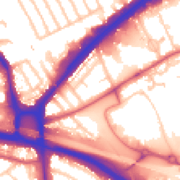 Daytime road noise heatmap for NW10 7DY