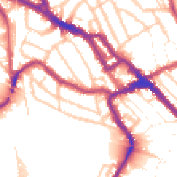 Daytime road noise heatmap for NW10 8TT