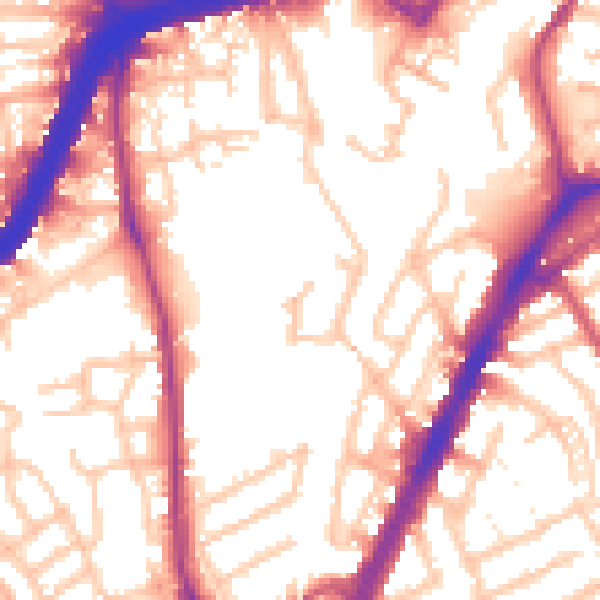 Daytime road noise heatmap for NW10 9BS
