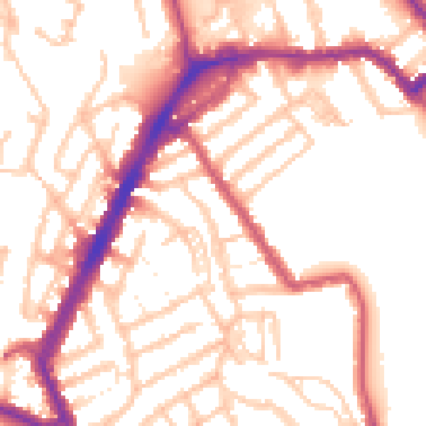 Daytime road noise heatmap for NW10 9UE