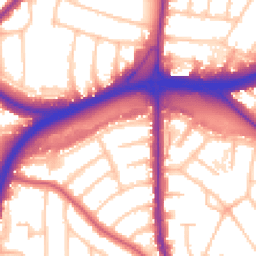 Daytime road noise heatmap for NW11 0AS
