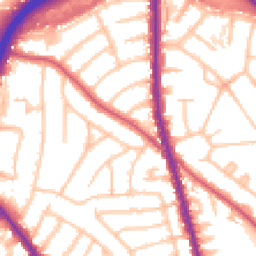 Daytime road noise heatmap for NW11 0ED