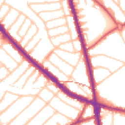 Daytime road noise heatmap for NW11 0RS