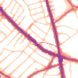 Daytime road noise heatmap for NW11 8BP