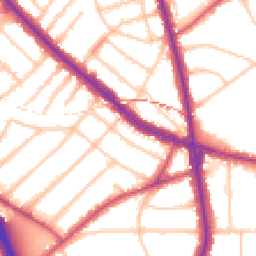 Daytime road noise heatmap for NW11 8EP