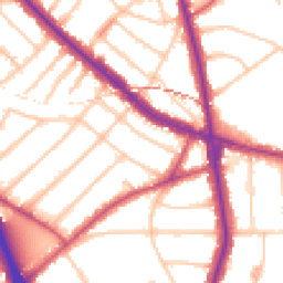 Daytime road noise heatmap for NW11 8ES