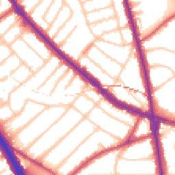 Daytime road noise heatmap for NW11 8HN