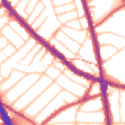 Daytime road noise heatmap for NW11 8HR