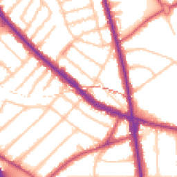 Daytime road noise heatmap for NW11 8JR