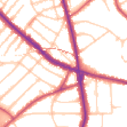 Daytime road noise heatmap for NW11 8JY