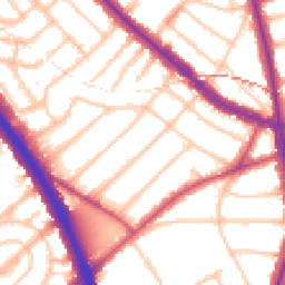 Daytime road noise heatmap for NW11 8RA