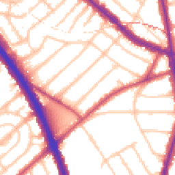 Daytime road noise heatmap for NW11 8TH
