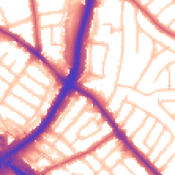 Daytime road noise heatmap for NW11 9PU