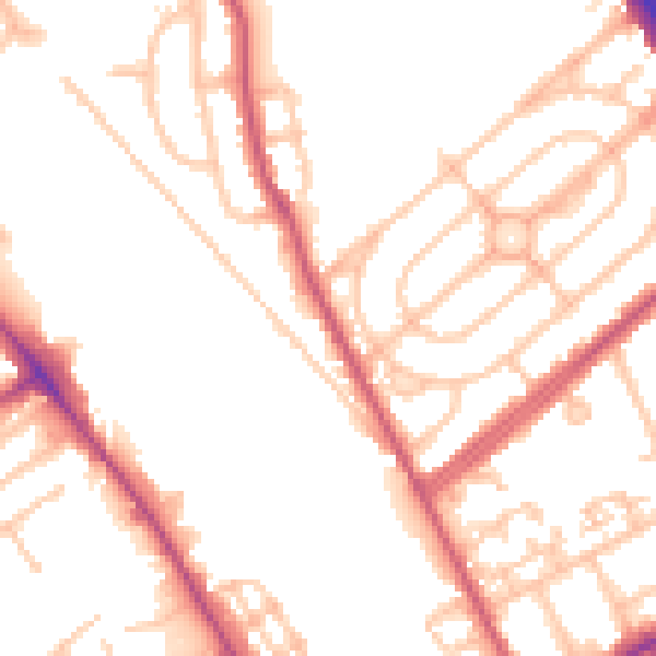 Daytime road noise heatmap for NW2 1BR