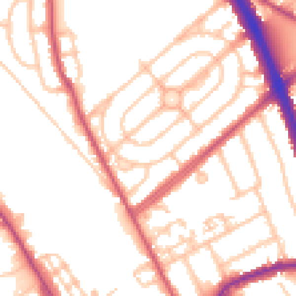 Daytime road noise heatmap for NW2 1EJ