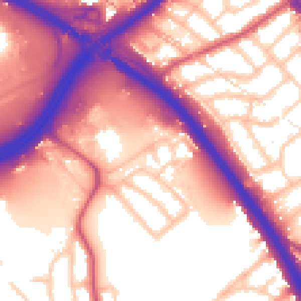 Daytime road noise heatmap for NW2 1XG