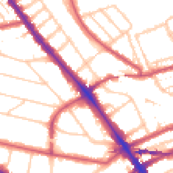 Daytime road noise heatmap for NW2 3PE