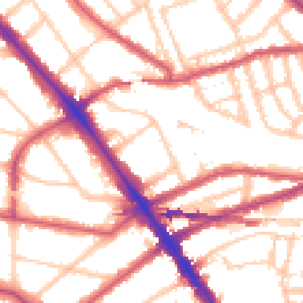Daytime road noise heatmap for NW2 3QP