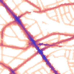 Daytime road noise heatmap for NW2 3TR