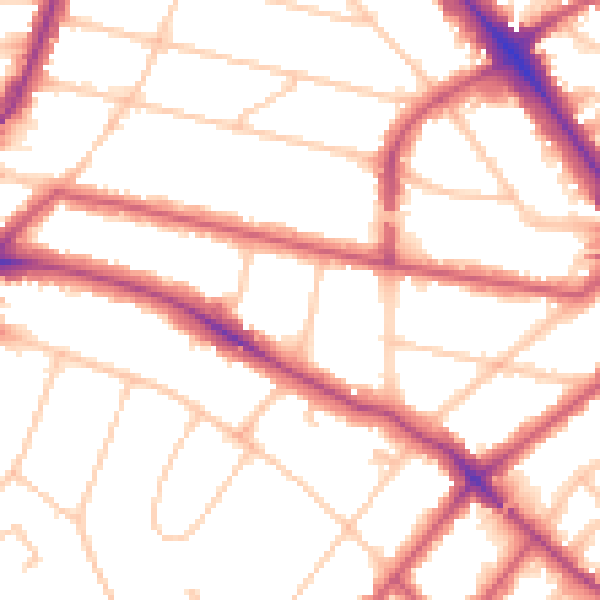 Daytime road noise heatmap for NW2 4DB