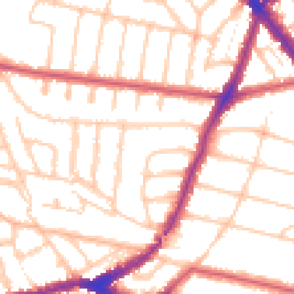 Daytime road noise heatmap for NW2 4NQ