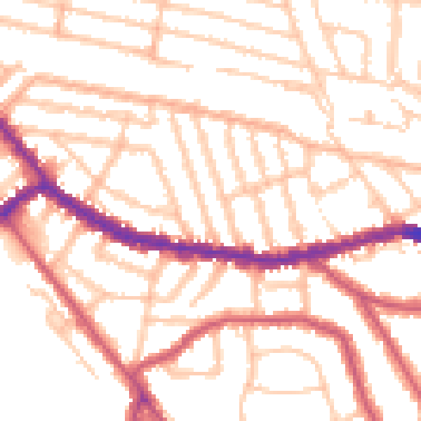 Daytime road noise heatmap for NW2 5EP