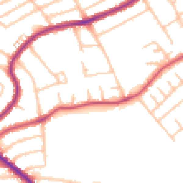 Daytime road noise heatmap for NW2 6HZ