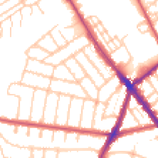 Daytime road noise heatmap for NW2 6SU