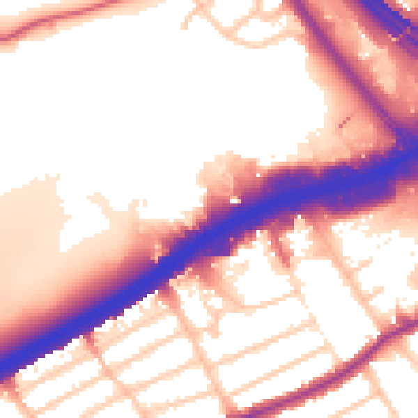 Daytime road noise heatmap for NW2 7AH