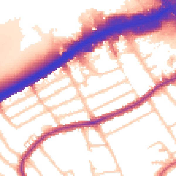 Daytime road noise heatmap for NW2 7BP
