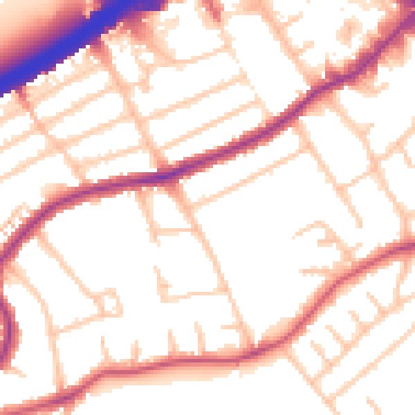 Daytime road noise heatmap for NW2 7DJ