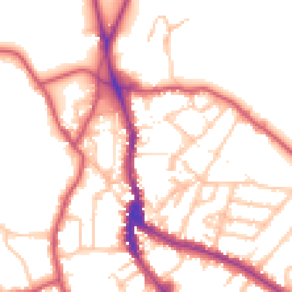 Daytime road noise heatmap for NW3 1AA