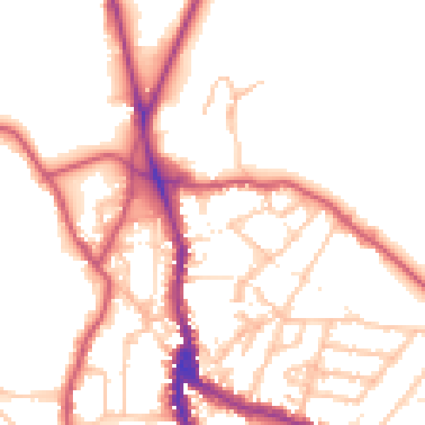 Daytime road noise heatmap for NW3 1AD