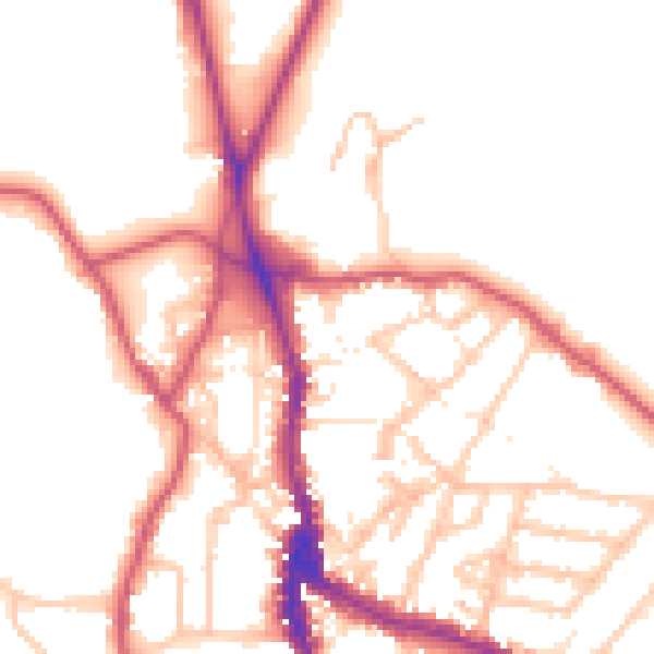 Daytime road noise heatmap for NW3 1AE