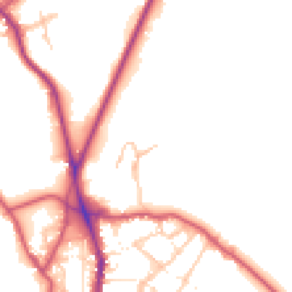 Daytime road noise heatmap for NW3 1AU