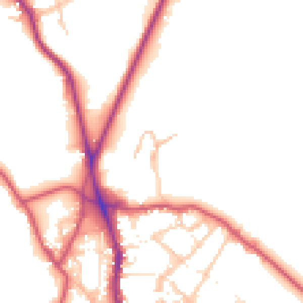Daytime road noise heatmap for NW3 1BA