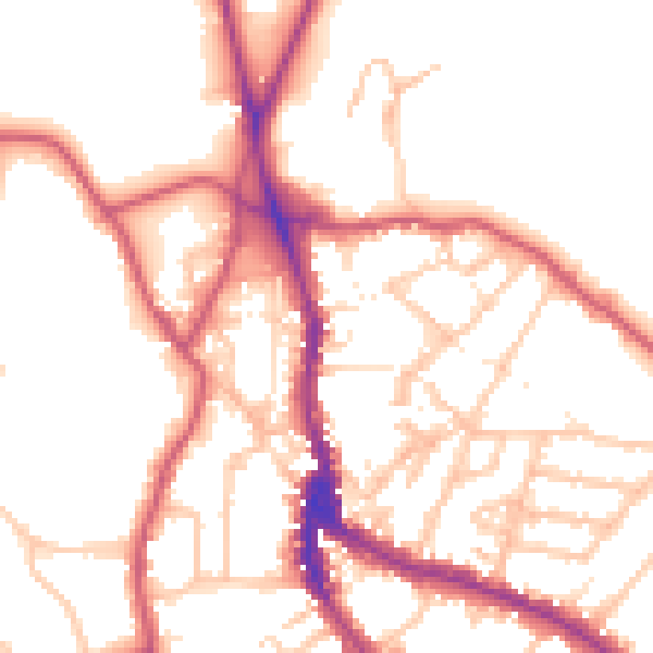 Daytime road noise heatmap for NW3 1BE