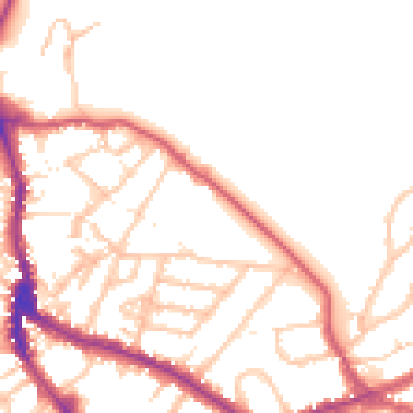 Daytime road noise heatmap for NW3 1BL