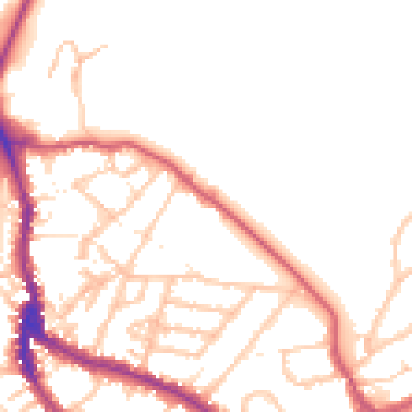 Daytime road noise heatmap for NW3 1BN