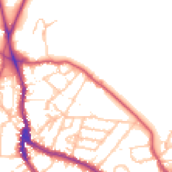 Daytime road noise heatmap for NW3 1BT