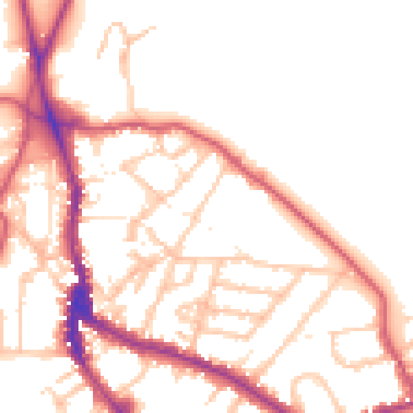 Daytime road noise heatmap for NW3 1BX