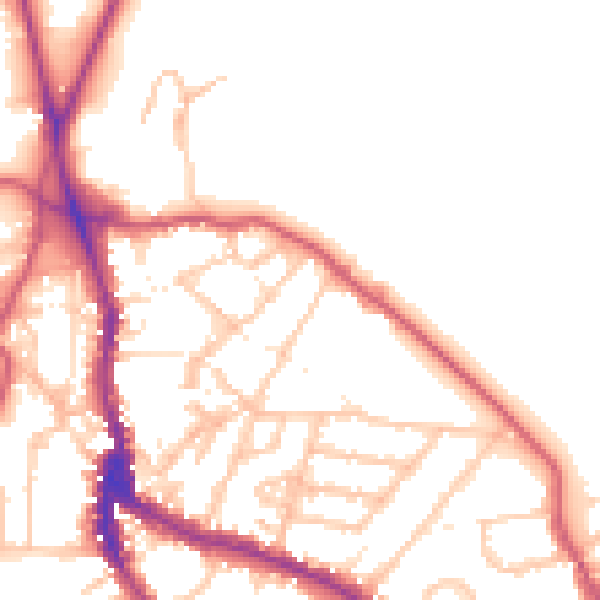 Daytime road noise heatmap for NW3 1BY