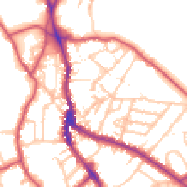 Daytime road noise heatmap for NW3 1DB