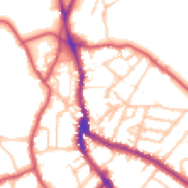 Daytime road noise heatmap for NW3 1DE