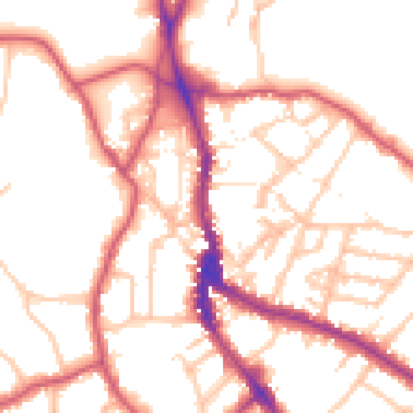 Daytime road noise heatmap for NW3 1DP