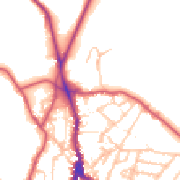Daytime road noise heatmap for NW3 1EB
