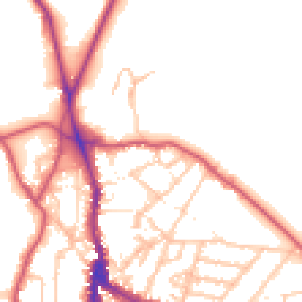Daytime road noise heatmap for NW3 1ED