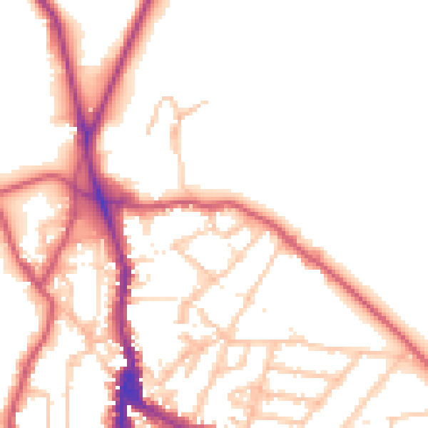 Daytime road noise heatmap for NW3 1EE