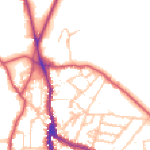 Daytime road noise heatmap for NW3 1EH